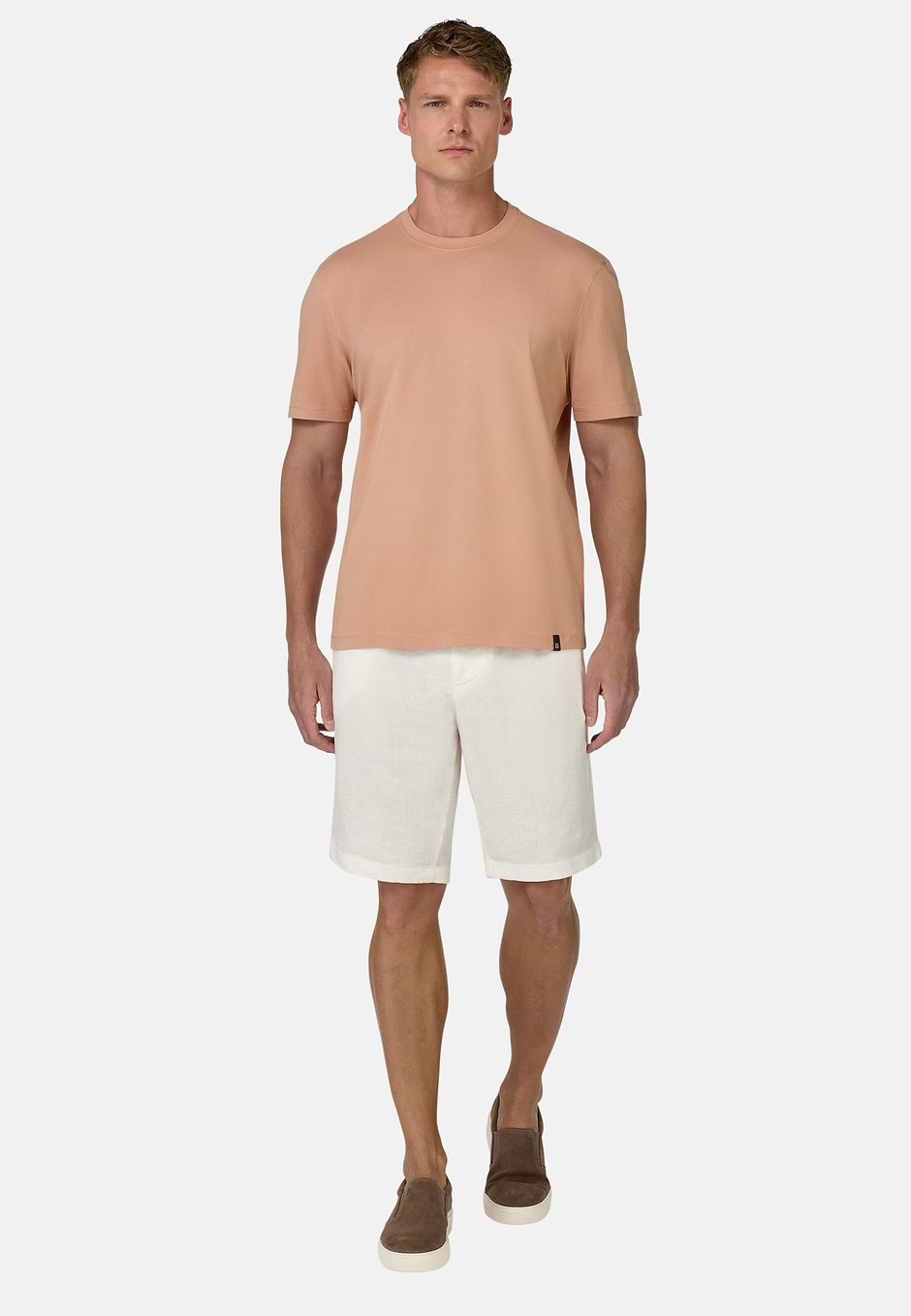T-Shirt In Stretch Supima Cotton, Orange, hi-res