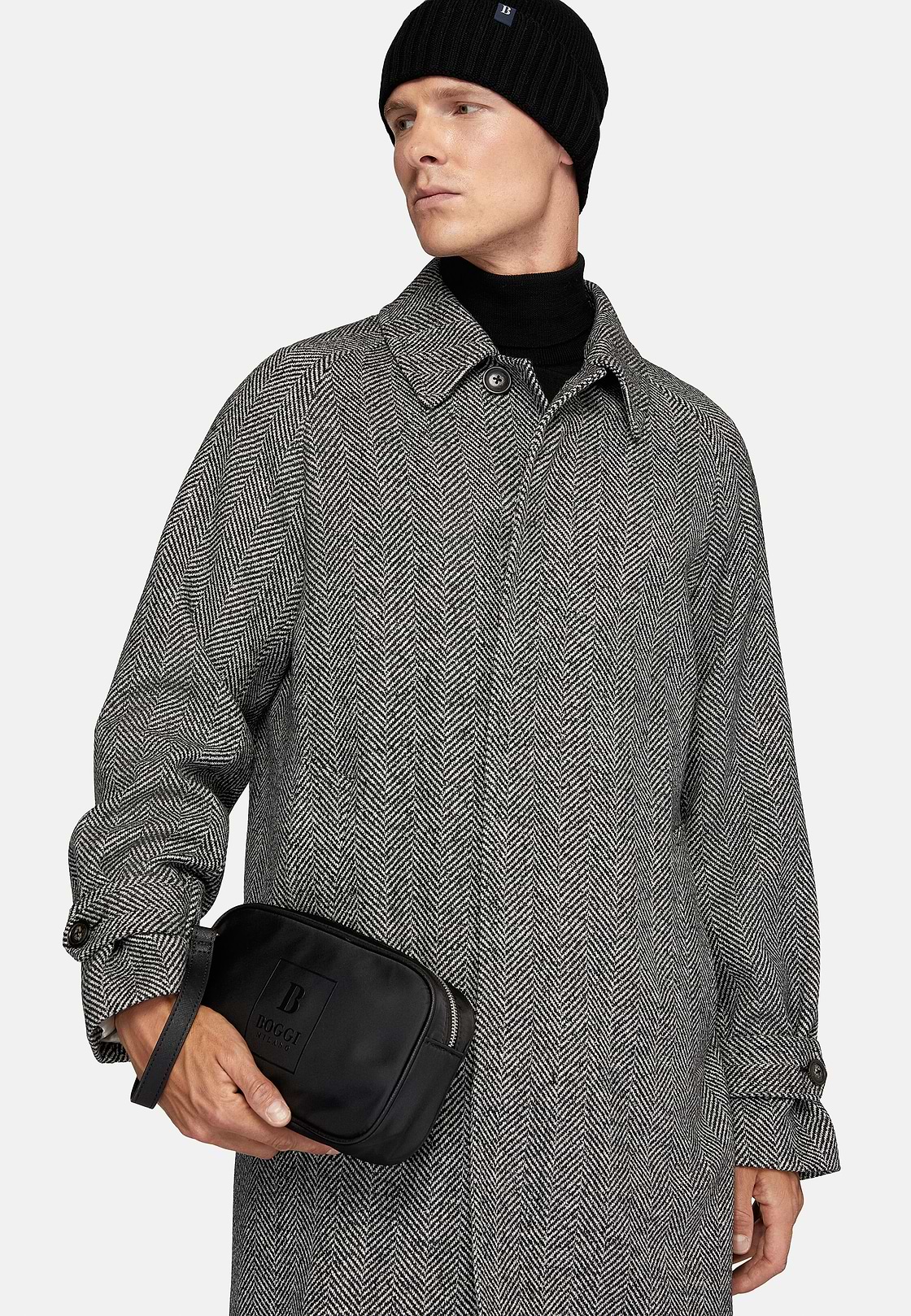 Clutch in technical fabric, Black, hi-res