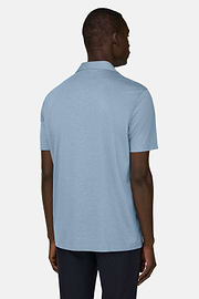 Polo In Misto Lino, Azzurro, thumb, 3