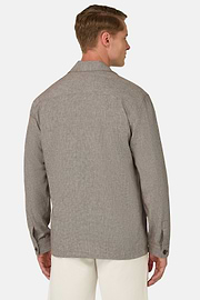 Cotton Linen Shirt Jacket, Brown, hi-res