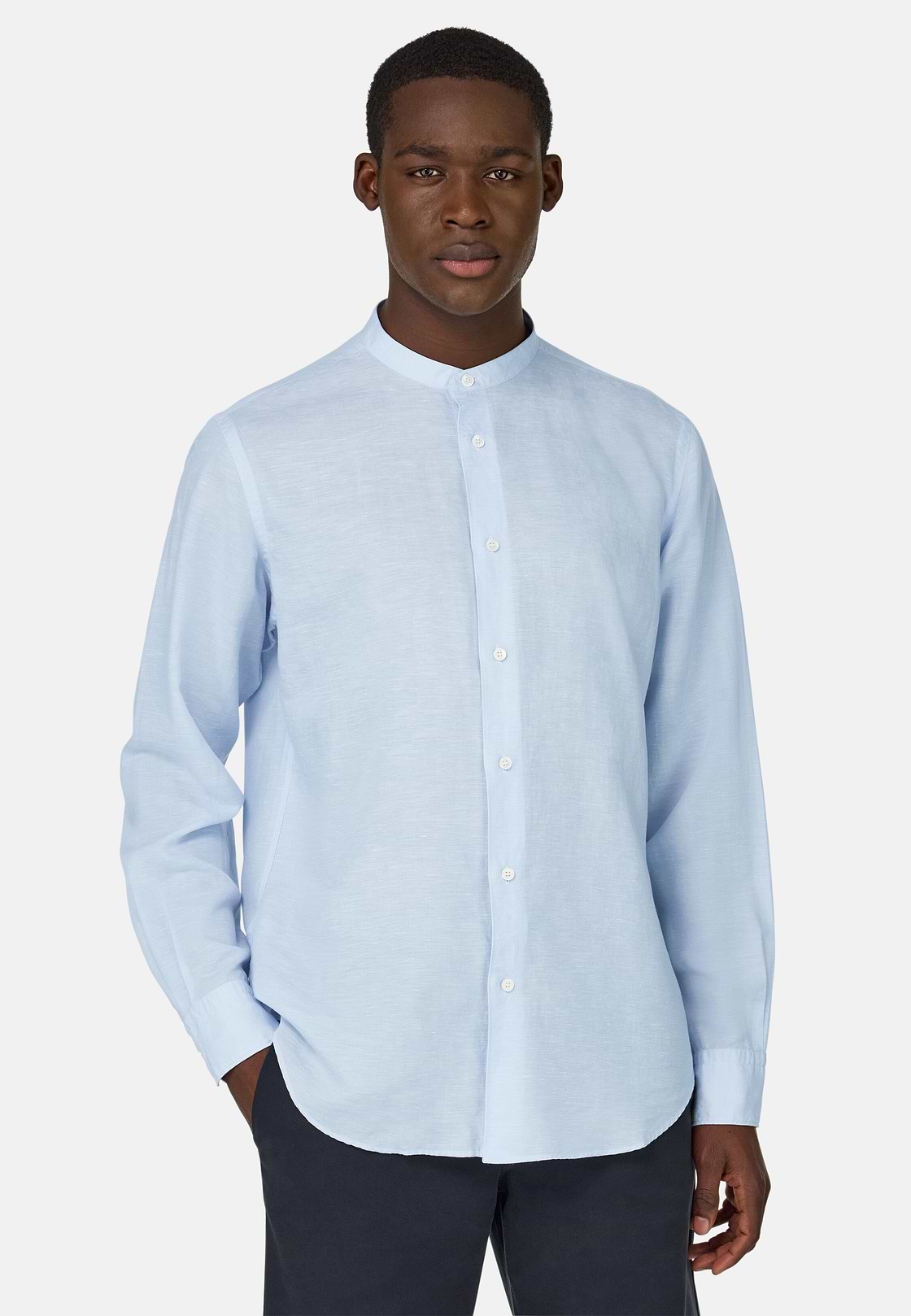 Regular Fit Tencel Linen Shirt, Light Blue, hi-res