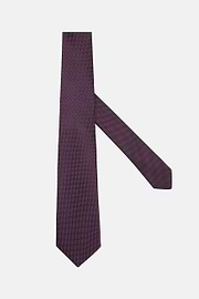 Polka Dot Silk Blend Tie, Burgundy, hi-res