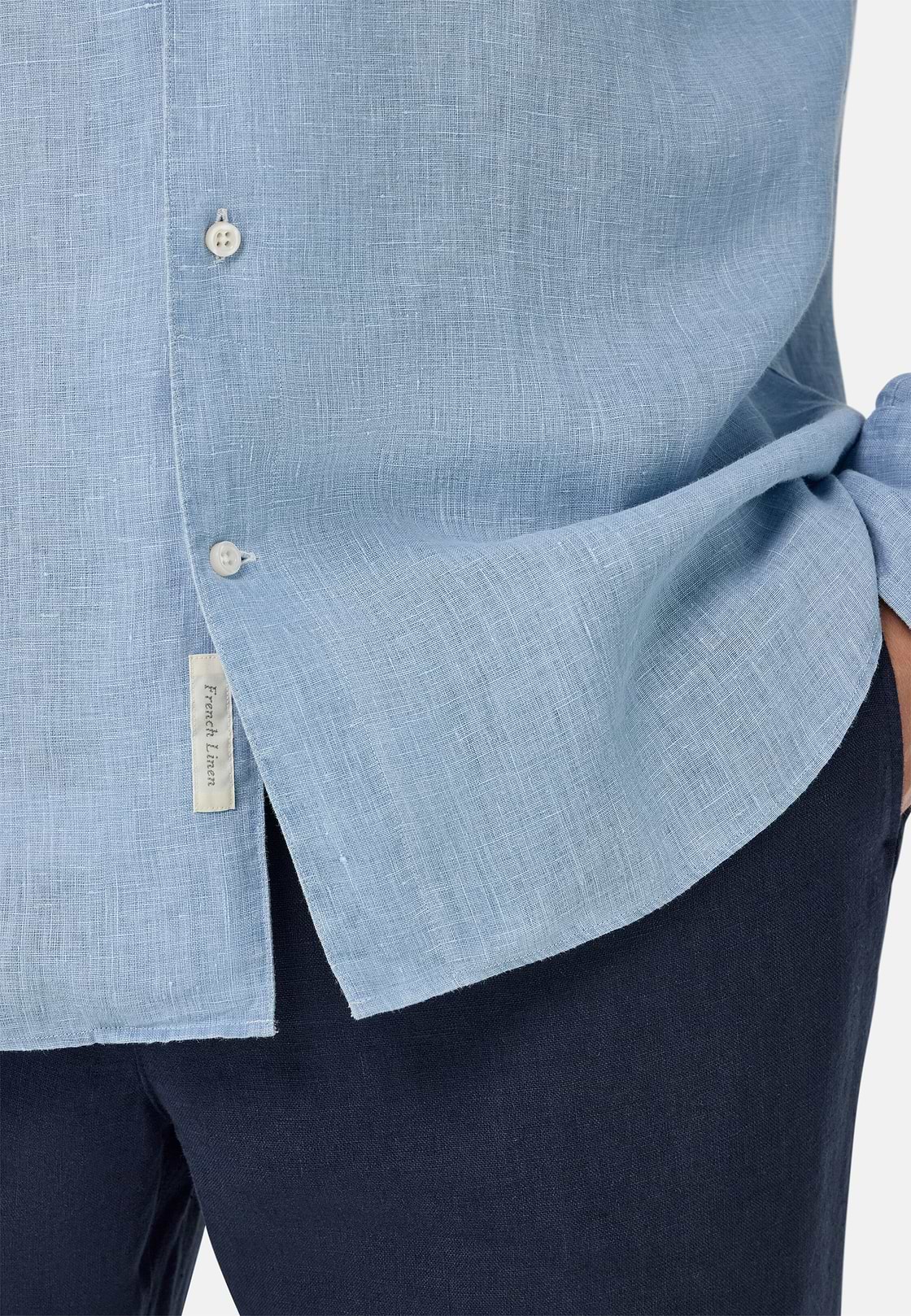 Regular Fit Linen Shirt, Indigo, hi-res