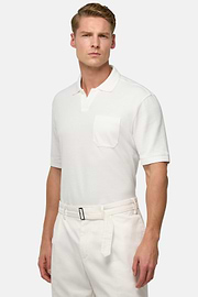 Cotton Piqué Polo Shirt, White, hi-res