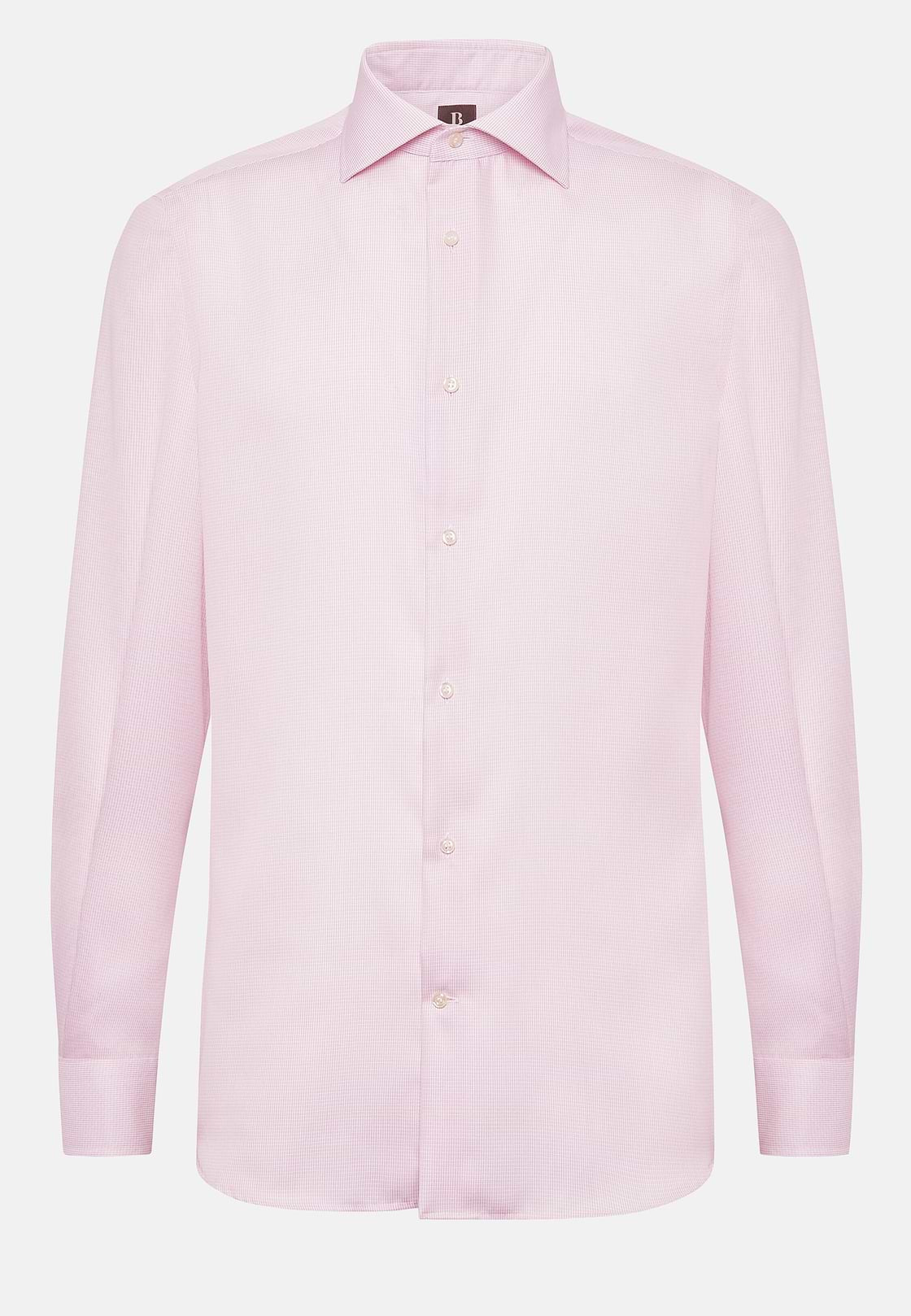 Camicia In Dobby Di Cotone Regular Fit, Rosa, hi-res