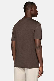 Tencel Wool Blend T-Shirt, Brown, hi-res