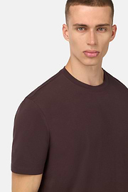 T-Shirt In Stretch Supima Cotton, Dark brown, hi-res