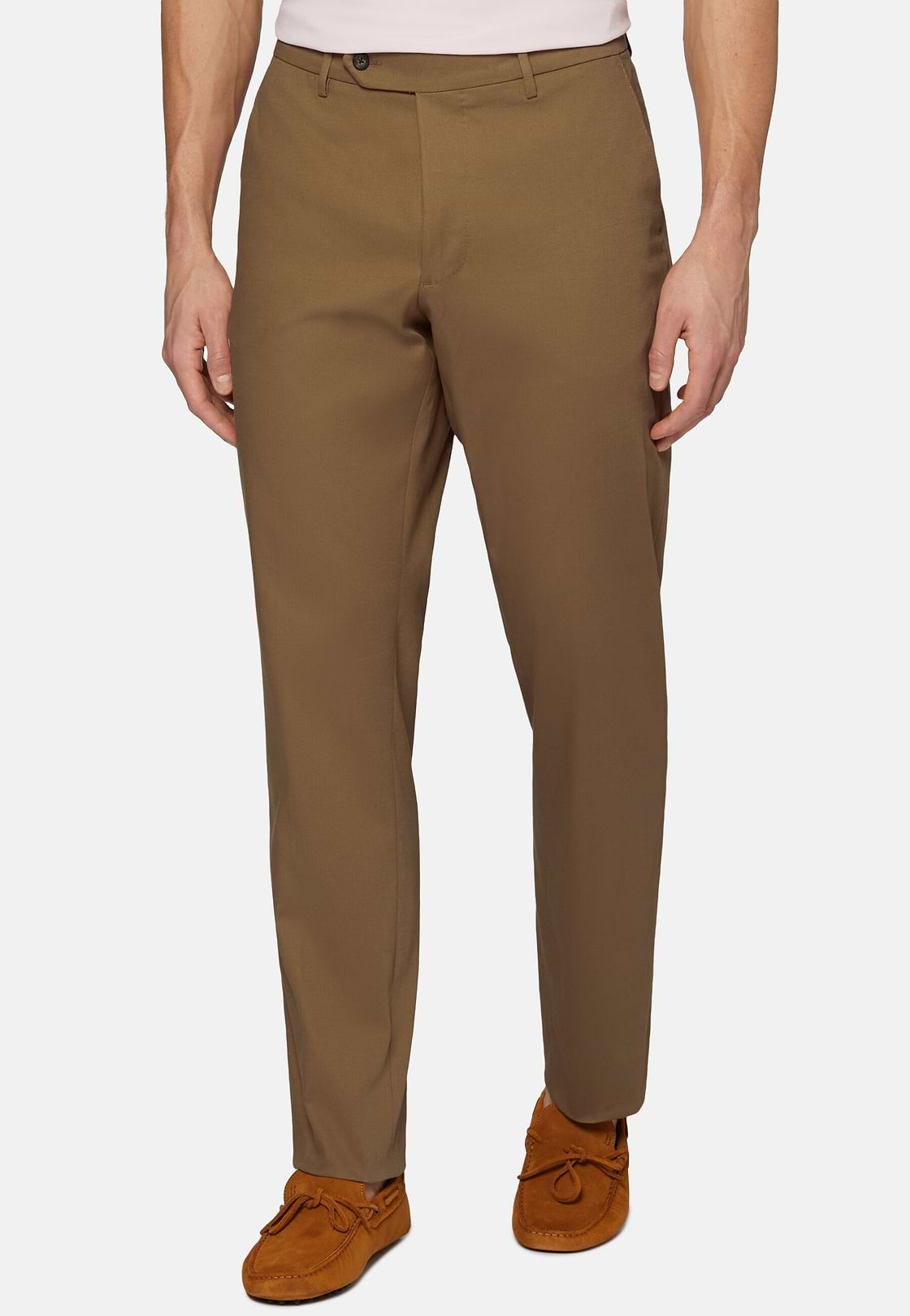 Stretch Cotton Trousers, Hazelnut, hi-res