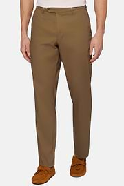 Pantalon En Coton Extensible, Noisette, hi-res