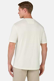 T-shirt En Coton Tencel et Chanvre Mélangés, Crème, hi-res
