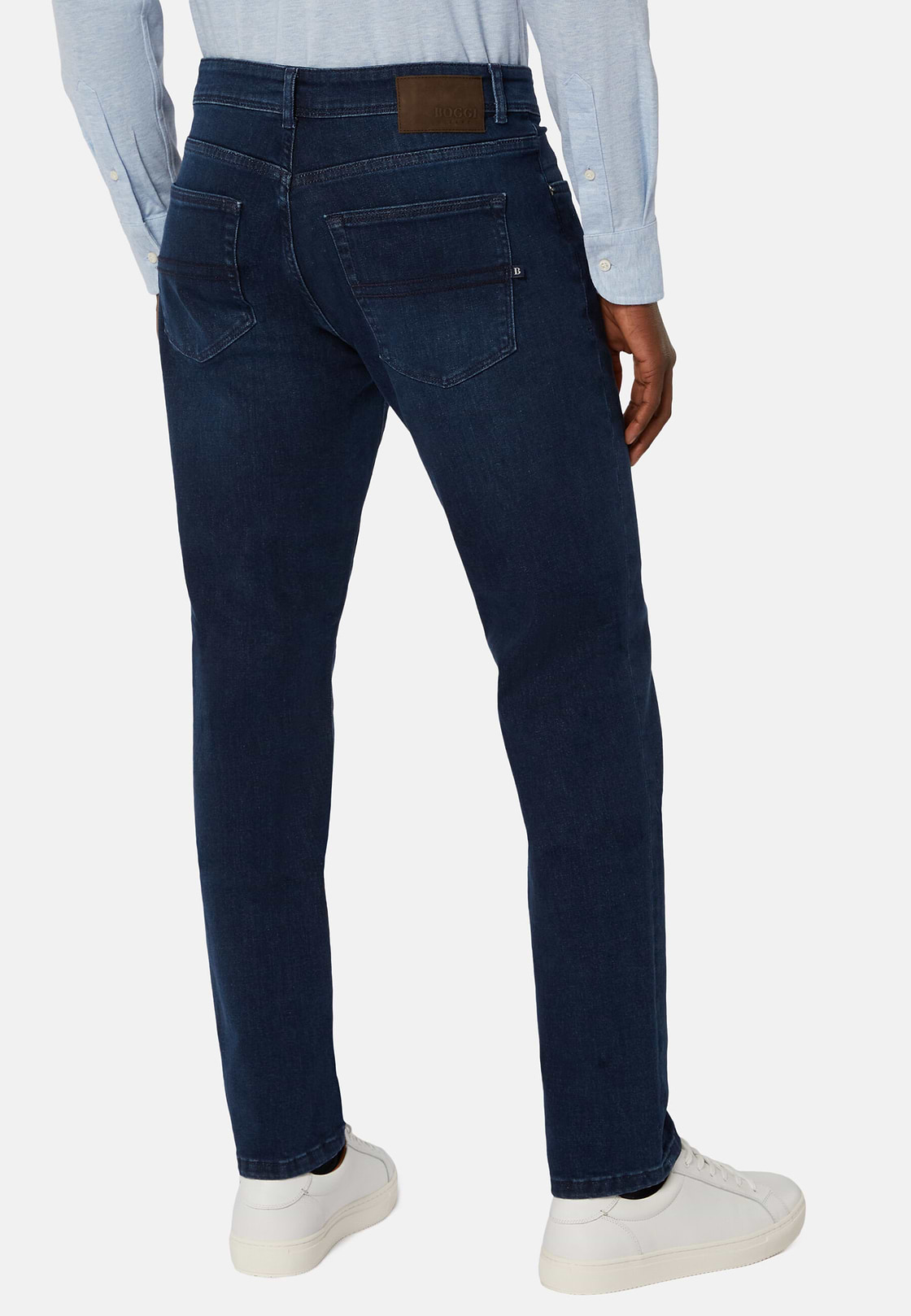 Jeans In Denim Elasticizzato Blu Scuro, Indaco Scuro, hi-res