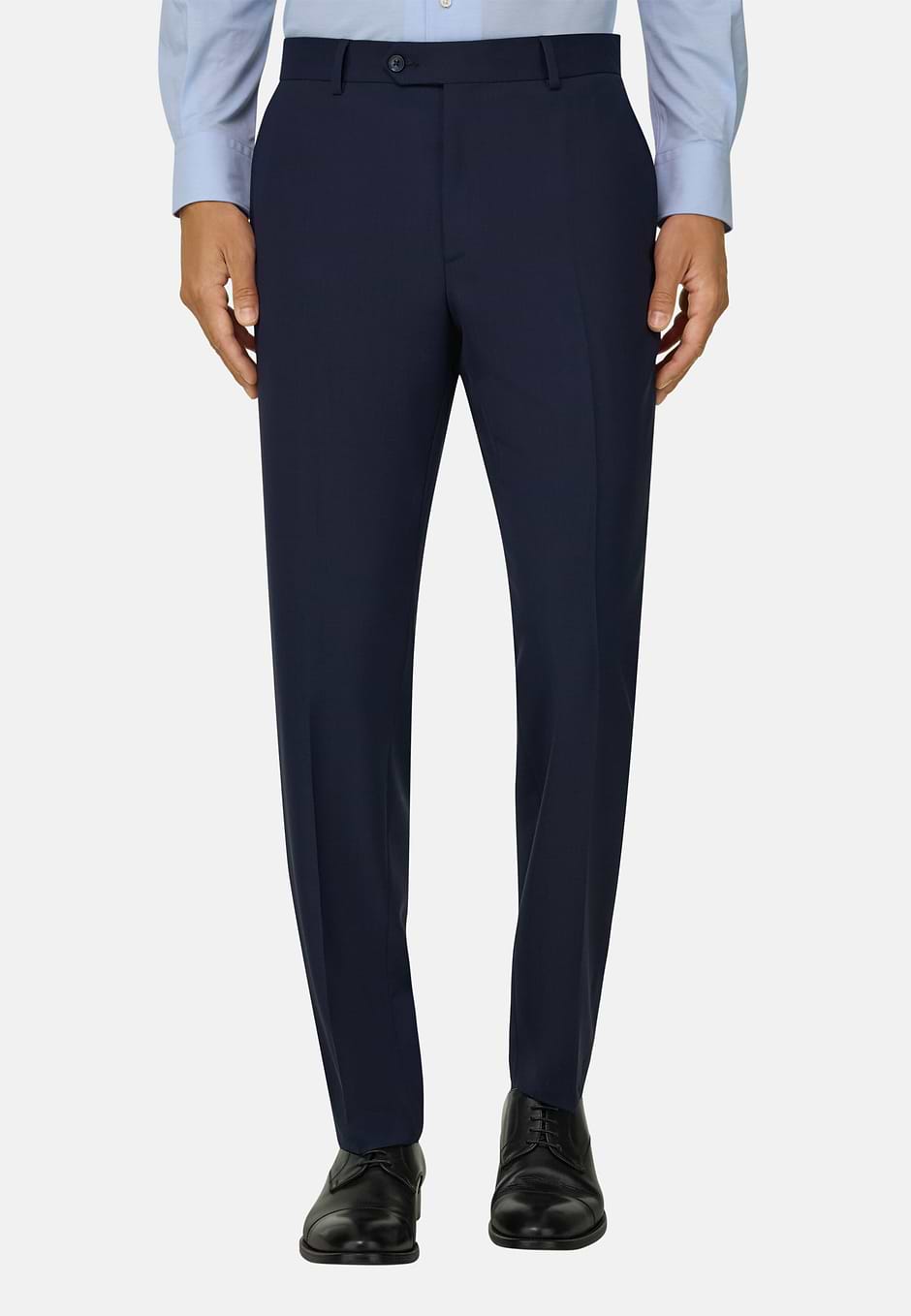Trousers in Pure Wool Travel, Blue, hi-res