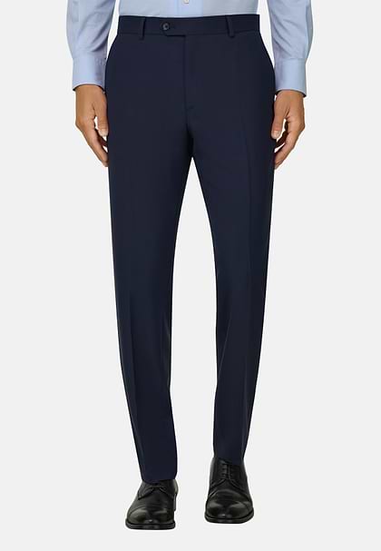 Trousers in Pure Wool Travel, Blue, hi-res