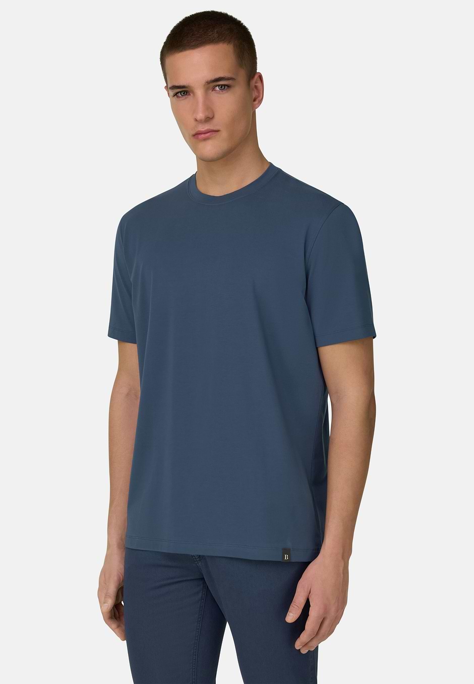 T-shirt En Coton Supima Extensible, Bleu, hi-res