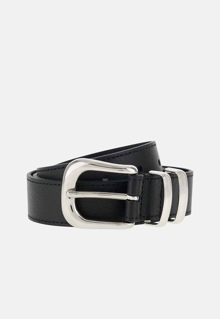 Women's Leather Belt, Black, hi-res