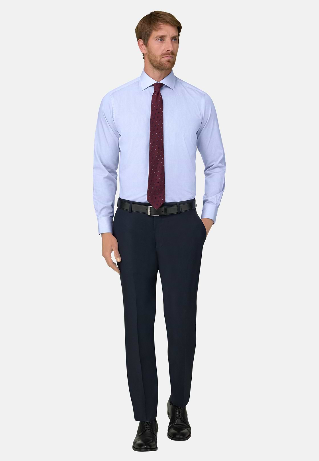 Overhemd Gestreept Twill Katoen Slim Fit, Light Blue, hi-res, 2