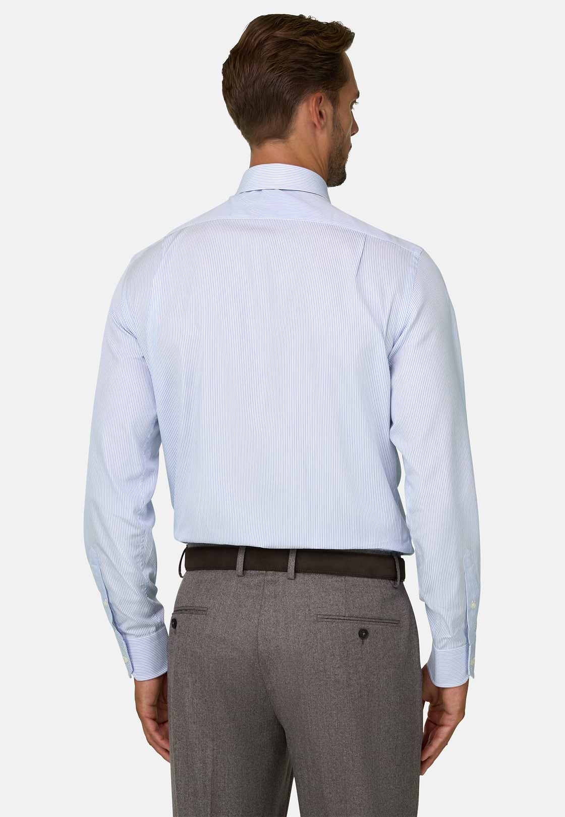 Overhemd Gestreept in Katoenpopeline Regular Fit, Light Blue, hi-res, 6