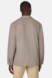 Veste Chemise en Coton et Lin, Taupe, hi-res