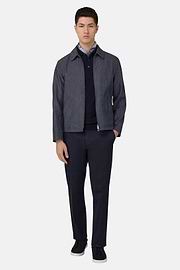 Technical Linen Bomber Jacket, Indigo, thumb, 1