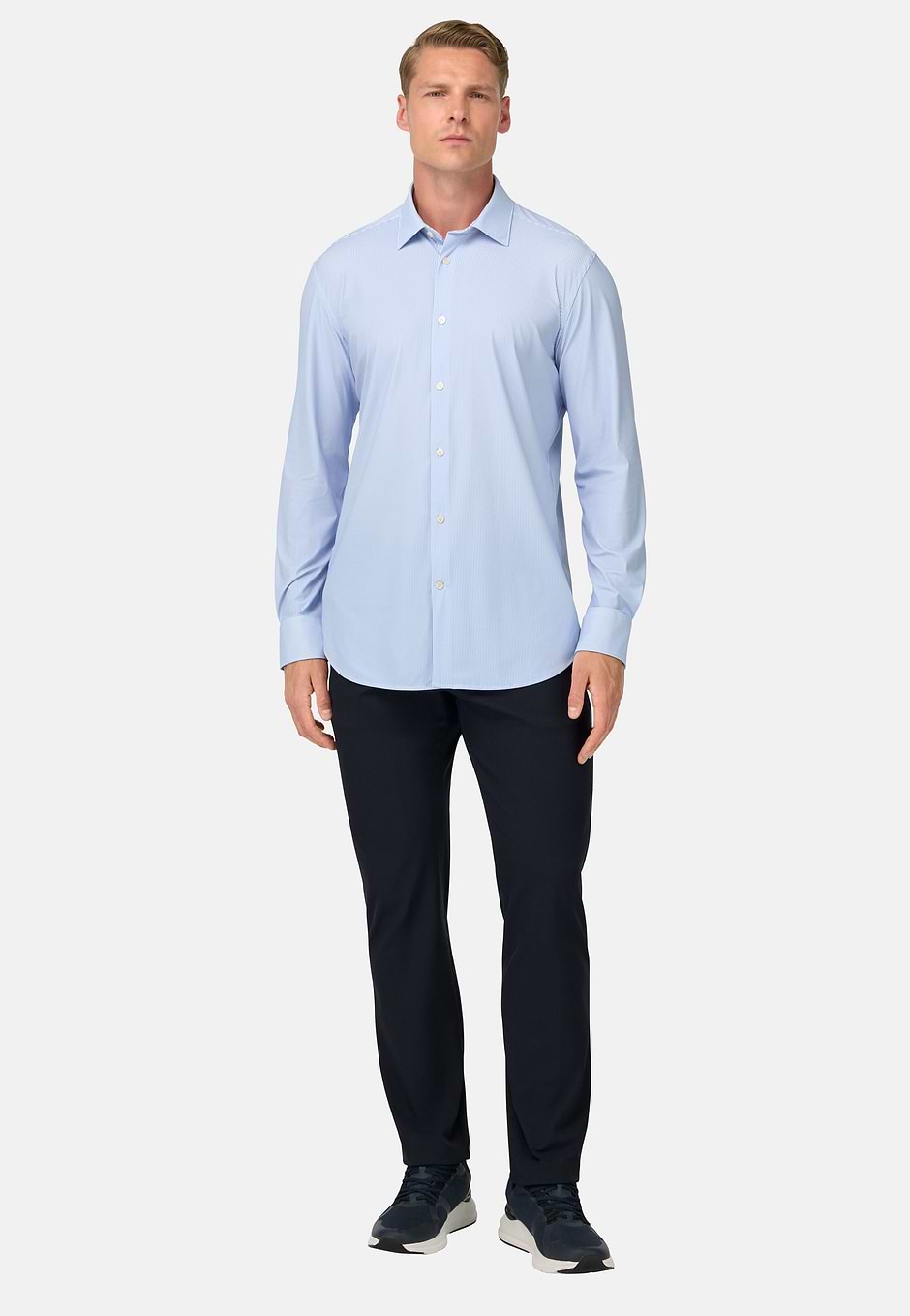 Slim Fit Stretch Nylon Shirt, Light Blue, hi-res
