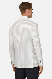 BREEZE | Super-Lightweight Pinstripe Jacket in Stretch Cotton, White, thumb, 3