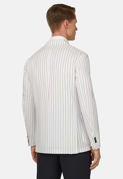 BREEZE | Super-Lightweight Pinstripe Jacket in Stretch Cotton, White, hi-res