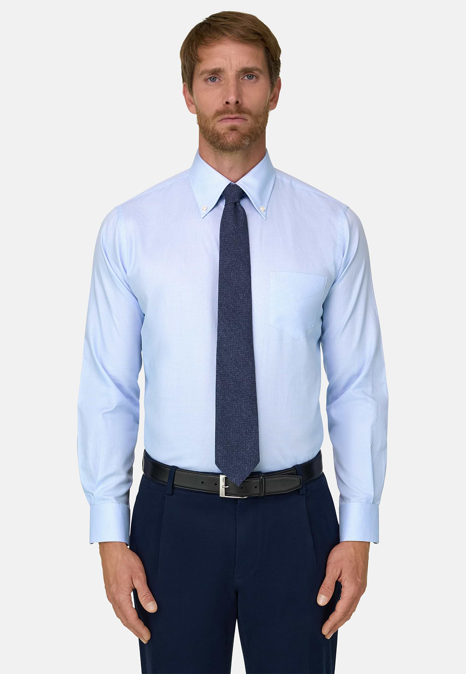 Hemd aus Baumwoll-Dobby Regular Fit, Hellblau, hi-res