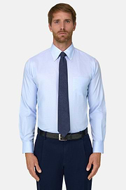 Shirt in Cotton Dobby Regular Fit, Light Blue, thumb, 1