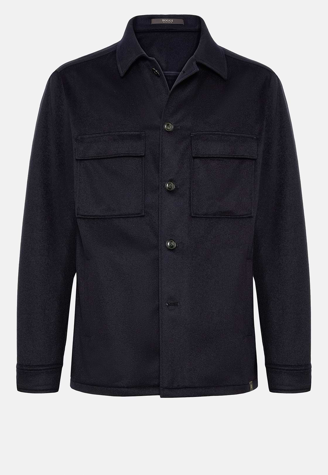 Link Shirt Jacket in Pure Cashmere, Navy blue, hi-res