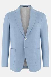 Micro Fancy Printed Cotton Blend Blazer, Light Blue, thumb, 5