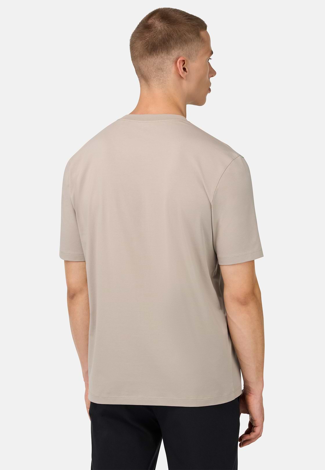 T-Shirt In Stretch Supima Cotton, Sand, hi-res