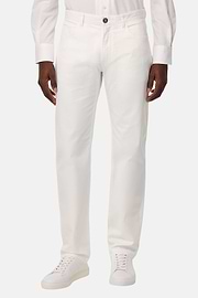 Stretch Cotton 5-Pocket Trousers, White, hi-res