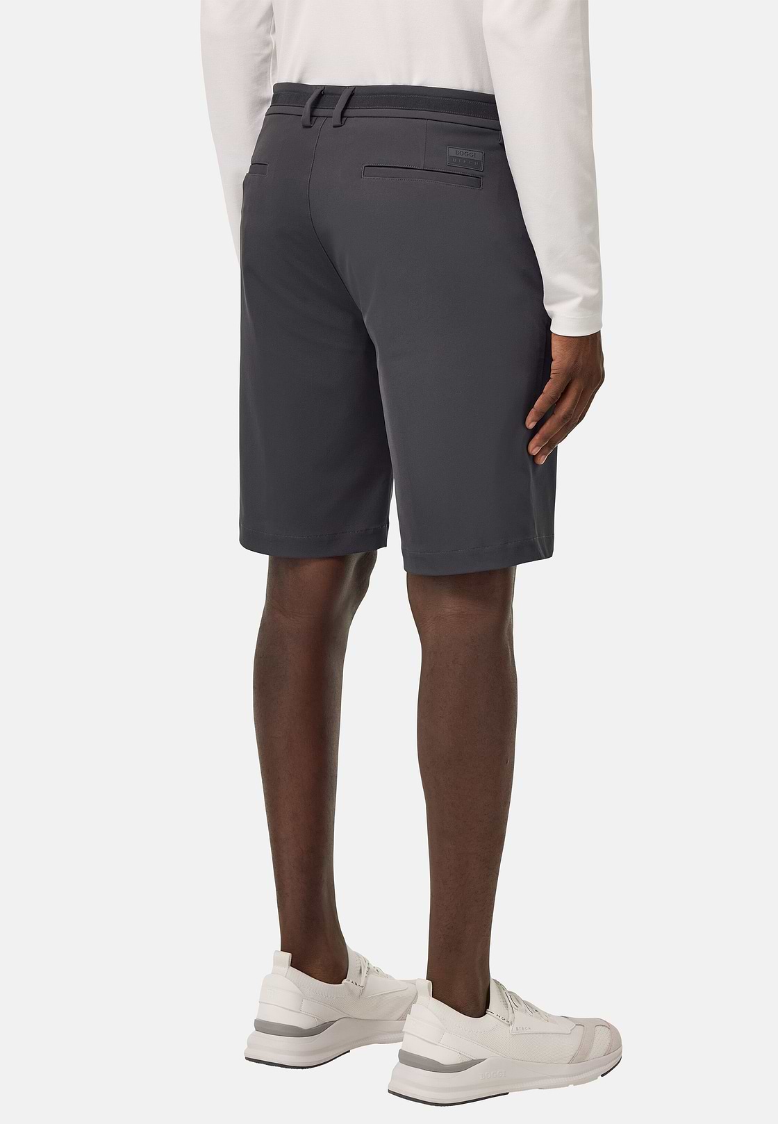 B Tech Stretch Nylon Bermuda Shorts, Dark Grey, hi-res