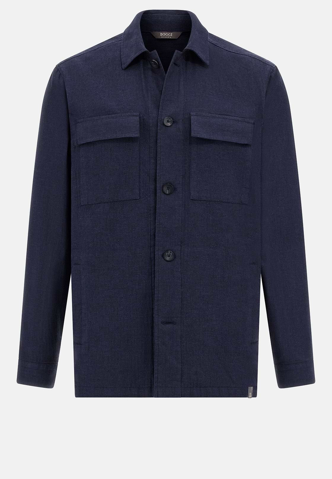 Veste Chemise en Coton et Lin, bleu marine, hi-res