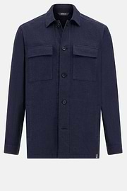 Veste Chemise en Coton et Lin, bleu marine, hi-res
