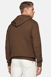 Haselnussfarbener Pullover Mit V-Ausschnitt und Kapuze Aus Merinowolle, Haselnuss, hi-res