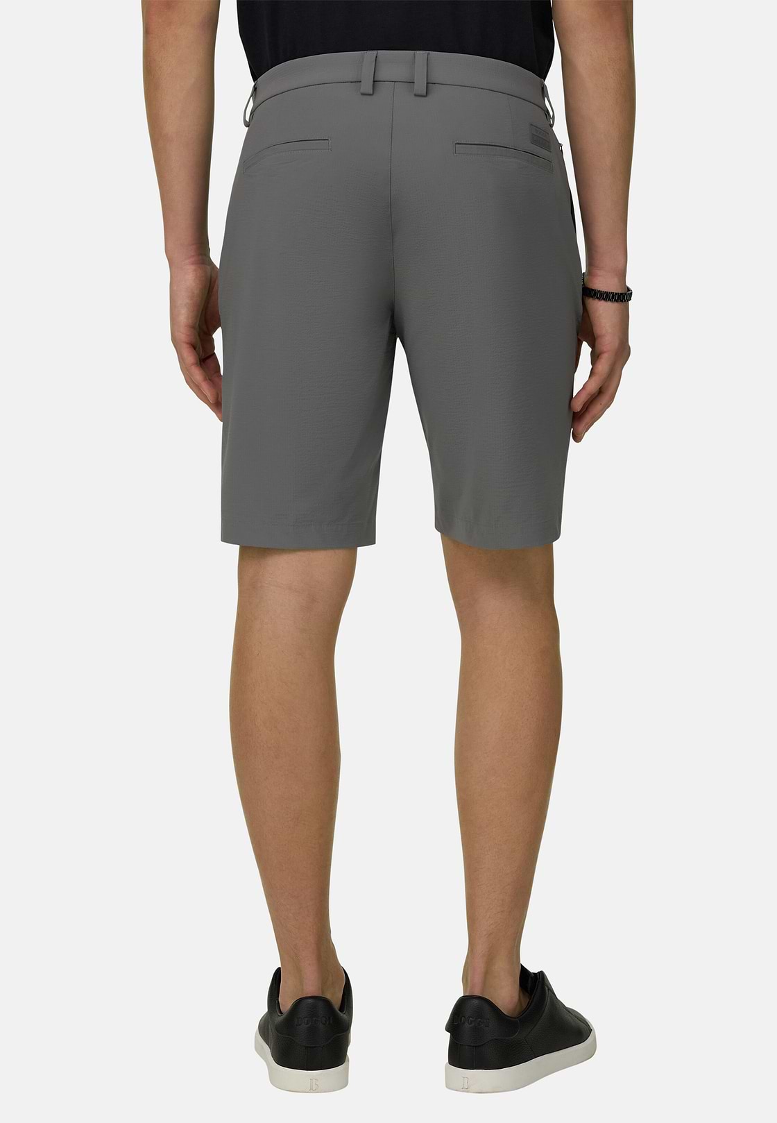 Bermudashorts aus elastischem Seerzucker-Nylon B Tech, Dunkelgrau, hi-res, 3