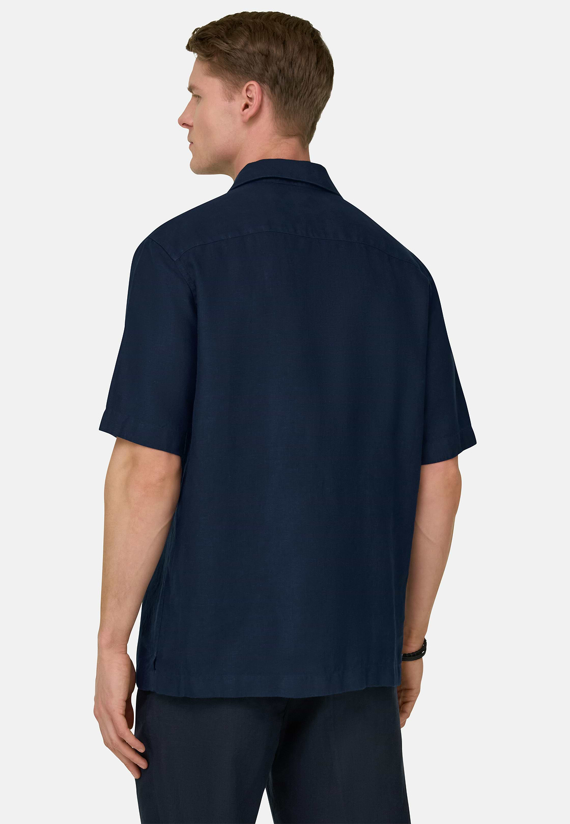 Linen Camp Overshirt, Navy blue, hi-res, 3
