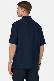 Linen Camp Overshirt, Navy blue, thumb, 3