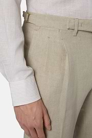 Pantalon En Pur Lin, Beige, hi-res