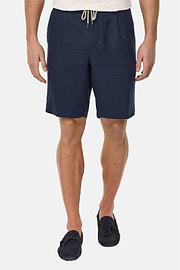 Bermudas in Linen, Navy blue, hi-res