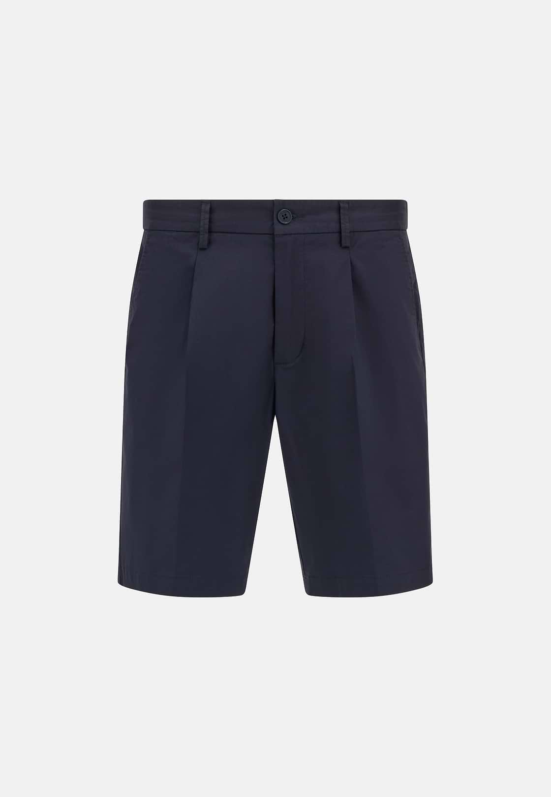 Stretch Cotton Bermuda Shorts, Navy blue, hi-res