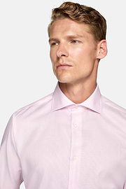 Camicia In Dobby Di Cotone Regular Fit, Rosa, hi-res