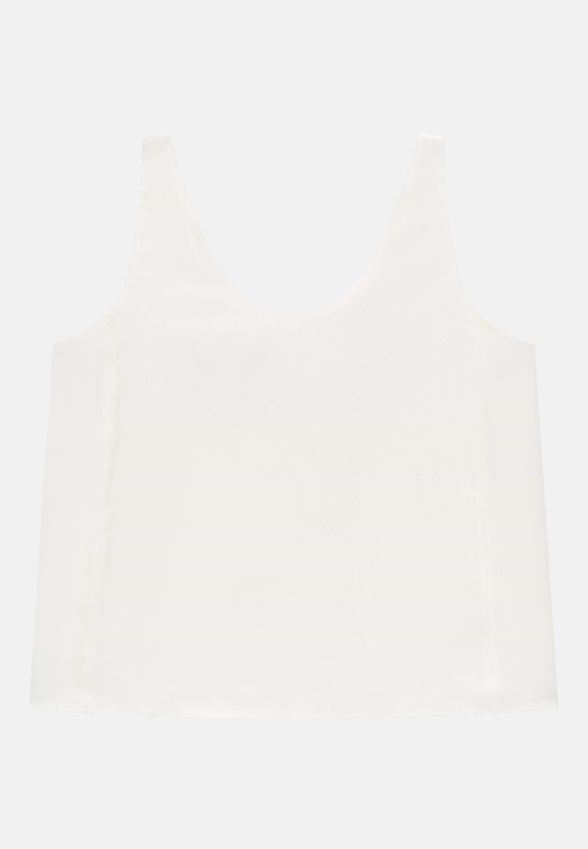 Regular Fit Viscose Silk Blend Top, Cream, hi-res, 5