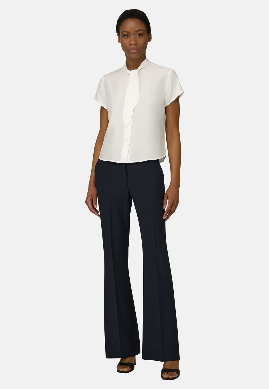 Camicia In Misto Viscosa Seta Regular Fit, Crema, hi-res