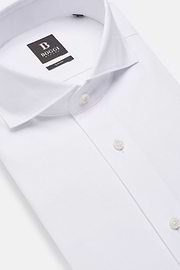 Camisa De Algodón De Nailon Elástico Corte Slim, Blanco, hi-res