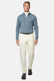 Indigo Cashmere Half Zip Jumper, Indigo, hi-res