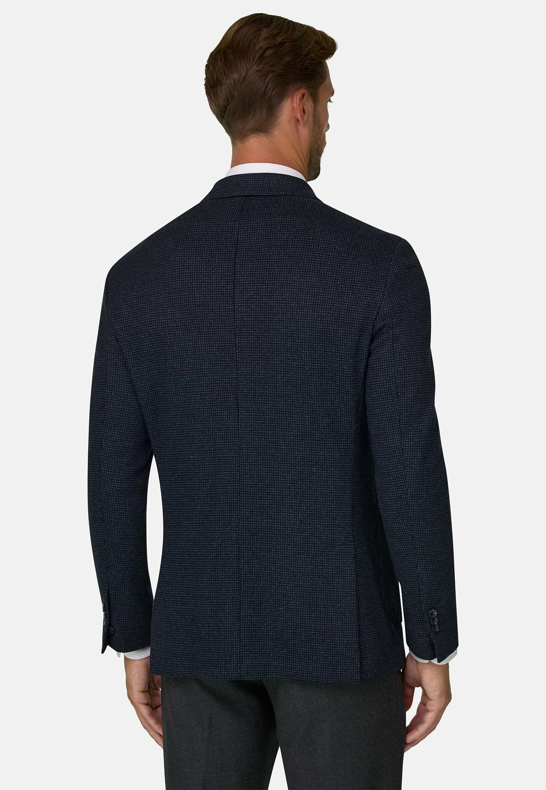 Blazer Micro Patterned Cotton Blend B Jersey, Navy blue, hi-res, 4