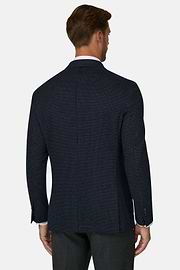 Blazer Micro Patterned Cotton Blend B Jersey, Navy blue, thumb, 4