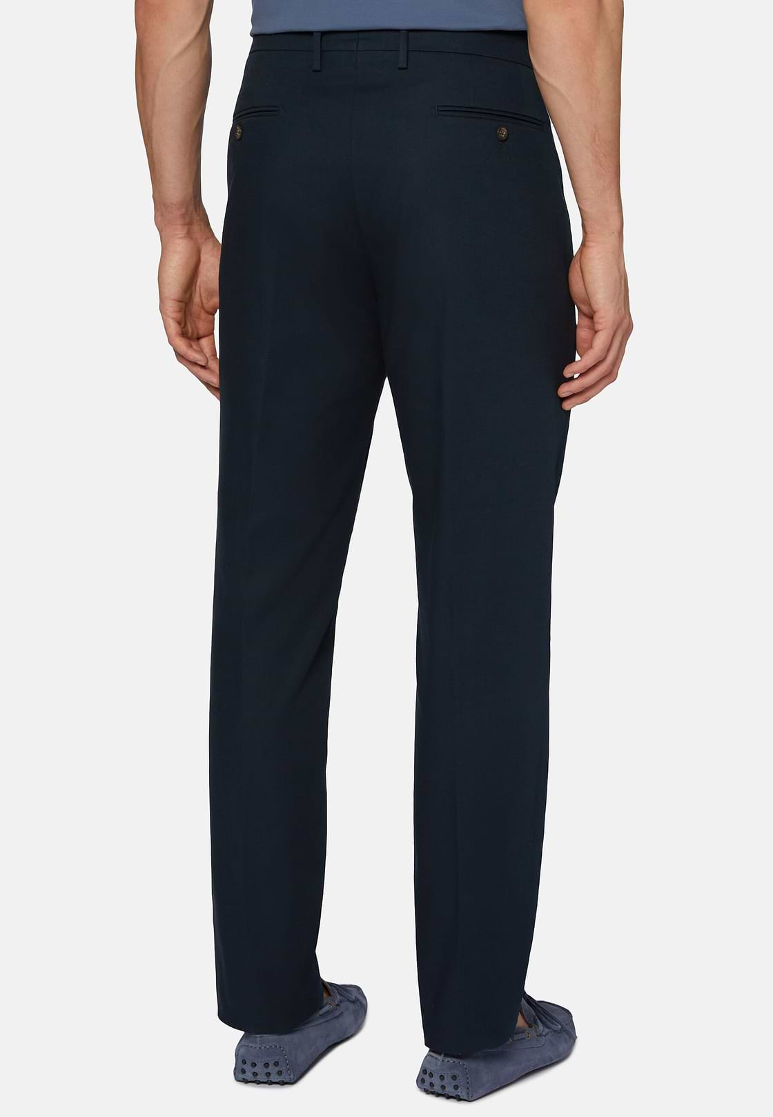 Stretch Cotton Trousers, Navy blue, hi-res